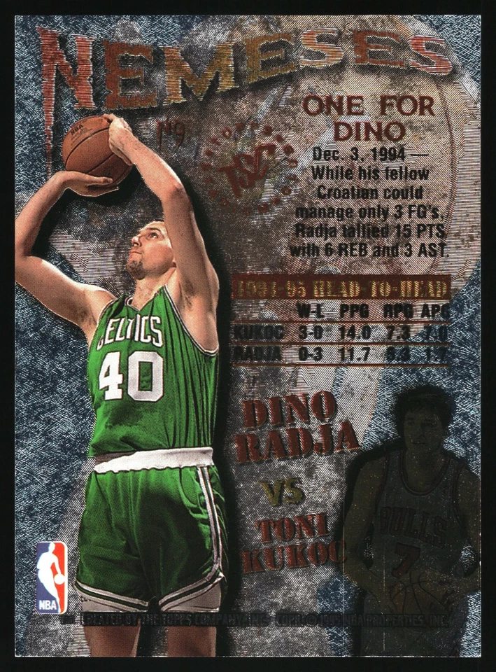 1995-96 Topps Stadium Club - Nemeses Toni Kukoc, Dino Radja #N9 - Image 2 of 2