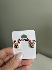 Claire's Crystal Reindeer Christmas Earrings - NEW