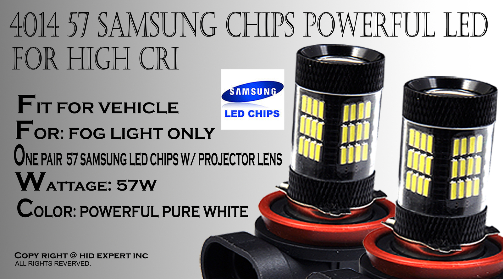 Samsung H11 Canbus 57 LED Super White Direct Replace Fog Light Halogen