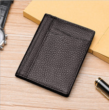Image of Mens Real Leather RFID Contactless Block Slim ID Credit Debit Card Holder Wallet