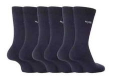 FiveG 6 Pairs Mens Fair Trade Cotton Rich Business Crew Socks- Size 6-11 - blue