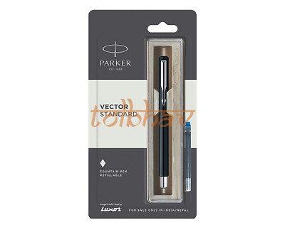 Parker Vector Standard Chrome Trim CT Fountain Pen Black