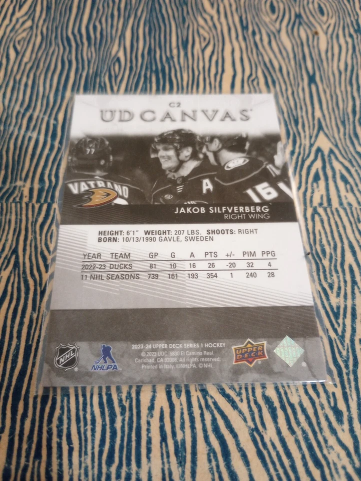 2023-24 UD Series 1 Black & White Canvas #C2  Jakob Silfverberg - Image 2 of 2