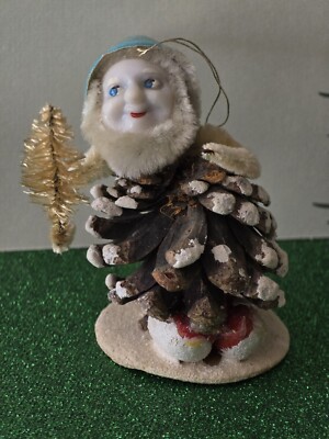 Vintage Christmas Ornament, Pine Cone Elf, Japan 