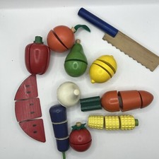 Wooden PlayToy Carrot Apples And More with Knife Food Fruit Veggies Set 11 Items