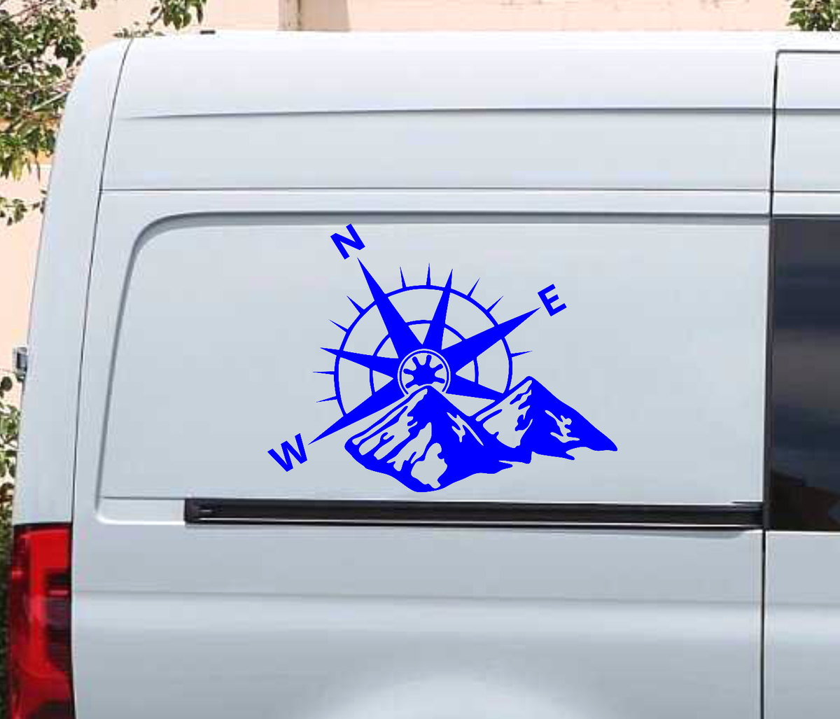 Removable Automotive Body Sticker 2pcs 56x30cm Mountain Compass ...