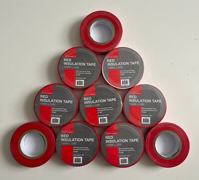 10 Rollen rotes PVC Isolierband Größe 19 mm x 20 m robust Mehrzweck DIY