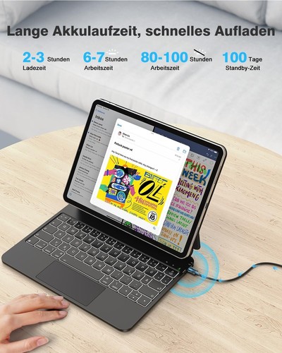 Magnetische Hülle & Tastatur f. iPad Pro 11 Zoll (4/3/2/1st) Gen, iPad Air 4, 5 - Afbeelding 3 van 7