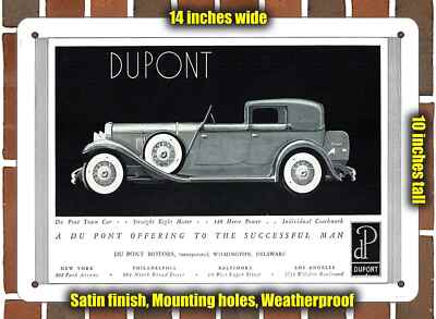 Metal Sign - 1930 Du Pont Town Car - 10x14 inches