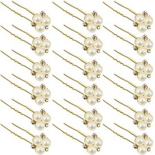 18 Pcs Pearl Hair Pins Bridal Hair Accessories Pearl Crystal Bobby Bridal Gold