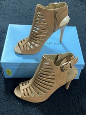 Antonio Melani Alina Beige Cage Ankle Heels Women’s Size 9M With Box