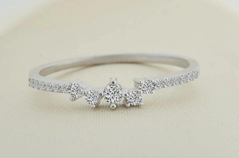 Diamond Cluster Ring in 14k Rose Gold / Unique Diamond Stackable Ring/ Diamond  - Image 3 of 4