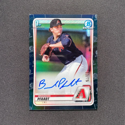 2020 Bowman Draft Brandon Pfaadt 1st Chrome Auto /75 Black Refractor Rookie