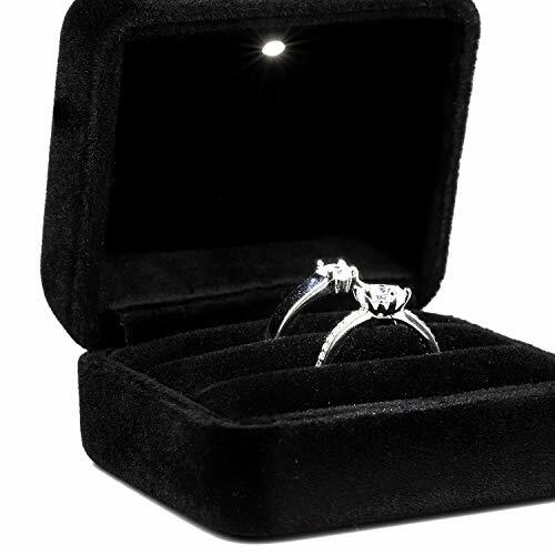 GBYAN Velvet Ring Box Double Slot with LED Light Couple Ring Box Jewelry Disp... - Picture 7 of 7