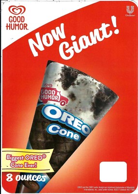Giant Oreo Cone Good Humor Ice Cream Truck Sticker  7'' x 5'' FREE SHIPPING