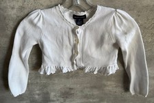 RALPH LAUREN White Cotton Bolero Wedding Party Flower Girl Cardigan Size 4T