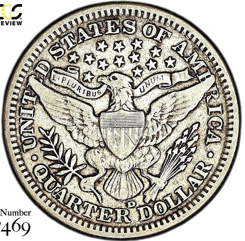 1908-D BARBER QUARTER / PCGS VF30 / HARD TO FIND / PRISTINE / REGISTRY QUALITY - Image 3 of 4