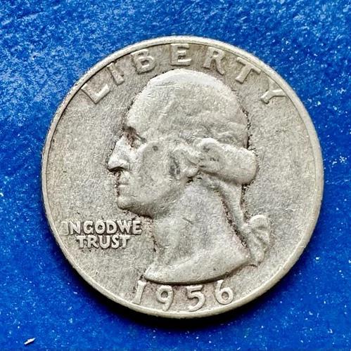 1956 Washington Quarter. 90% Silver. XF+ Condition. Charity Auction.