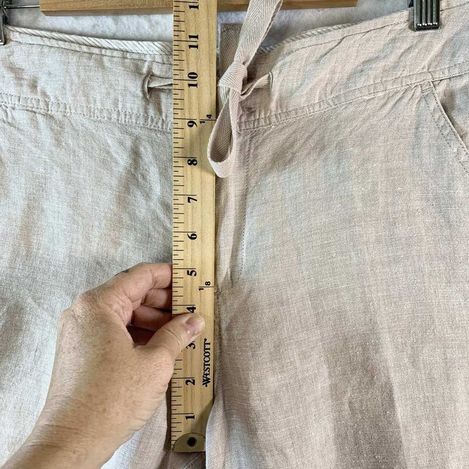 Pantalones Cortos Mujer 100% Lino Talla 8 Beige Euro Verano Viaje Costero Pescador Preppy Foto 4 de 4