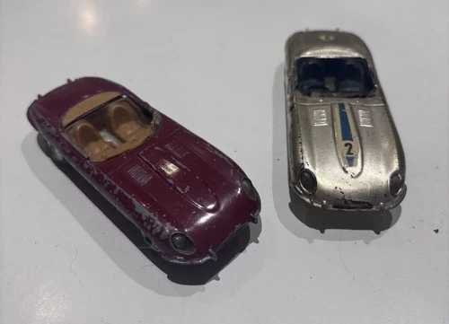 2 x Vintage Corgi Toys No. #307 E-Type Jaguar Diecast Sports Cars