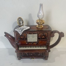 Vintage Swineside Teapottery Ceramic Parlor Piano Decorative Teapot Made England