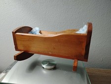 Culla a dondolo vintage anni 40 fatta a mano in legno 6,5" con fodera a scacchi Giappone Mini