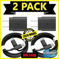 2 PACK 25w USB-C Fast Wall Charger 10FT Cable For Samsung Galaxy A14 A15 A16 A17