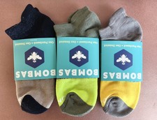 3 Pairs BOMBAS Women's honeycomb Solid Ankle Socks Cushion Size Large