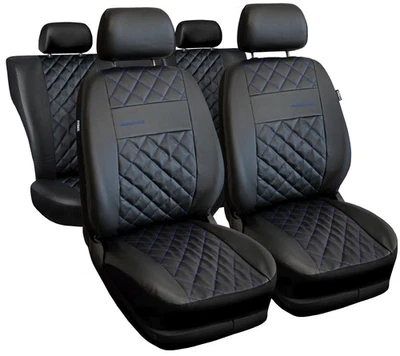 Housses de Sièges Universelles Similicuir compatibles aux Renault Koleos BLEU - Photo 1/4