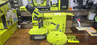 RYOBI ONE+ 18V Cordless Power Scrubber P4510 NEW OPEN BOX w/ Medium Brush 