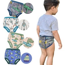 MooMoo Baby Absorbent Potty Training Underwear 4 Packs Cotton 7 Year, Blue-a