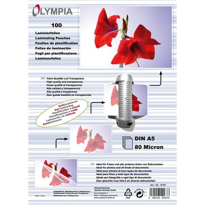 Olympia Laminierfolien Folienset 80 Micron A5 100 Stück