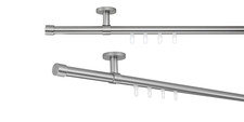 Bastone per tende su misura passante interno tappo distanza soffitto 4 cm colore: effetto acciaio inox