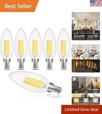 E12 Dimmable LED Candle Light Bulbs, 6-Pack, Vintage Type B, Certified