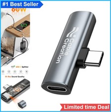USB C Audio Adapter Hi Res DAC PD 60W Fast Charging Splitter 2 in 1 Type C