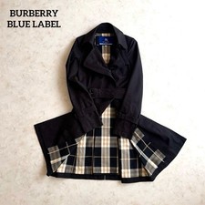 Burberry Blue Label Trench Coat Navy Nova Check Belted Women M 38 Japan