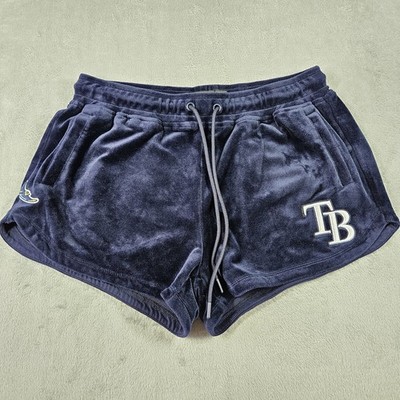 Tampa Bay Rays Velour Shorts Womens M Pro Standard Navy MLB Drawstring Elastic