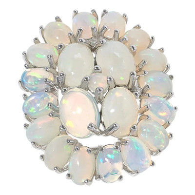 Colleen Lopez Sterling Silver Natural White Opal Cluster Ring, Size 6