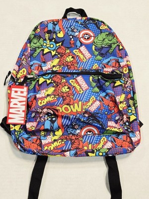 Marvel Comics Backpack Superhero Book Bag Avengers Kids Blue Red Graphic New