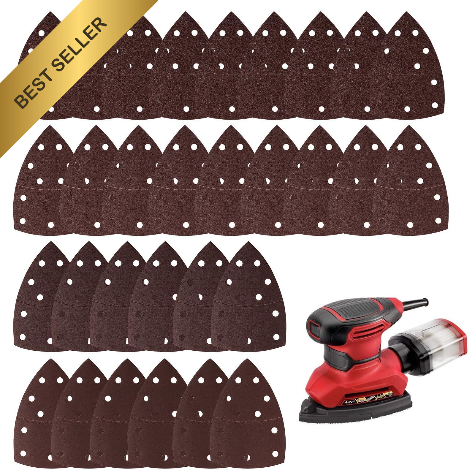 30 PCS Detail Sander Sandpaper Mixed 60 80 120 240 Grits 11 Hole Replacement Pad