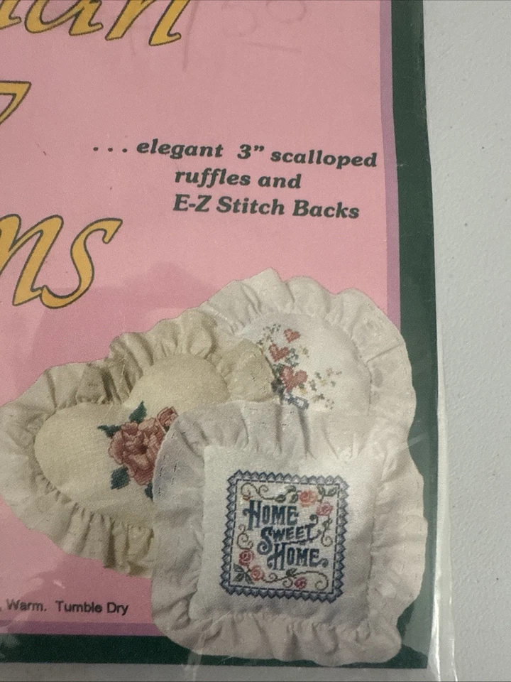 14ct Victorian Pillow Sham Charles Craft Square Ecru Cross Stitch-Lot Of 2 - Image 2 of 4