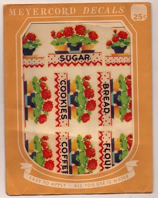 Vintage Meyercord Decals Kitchen Canister Labels Floral Retro