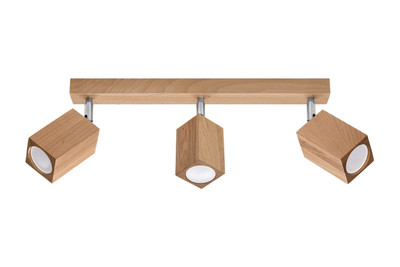 Sollux Deckenleuchte KEKE 3 Spots Holz GU10 dimmbar 40W IP20 Chrom