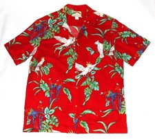 Paradise Found Men's Hawaiian Birds Parrots Aloha Honolulu Shirt Size XL