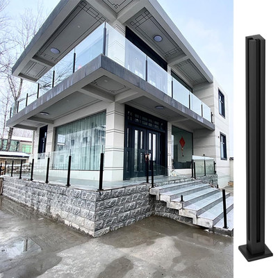 Sturdy Black Glass Railing Post - 39.3'' Stainless Steel for Decks & Balconies