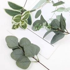  24 Pcs Silk Artificial Eucalyptus Stems Real Touch Greenery Spray Fake Leave