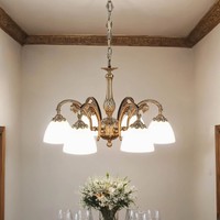 Luxus Kronleuchter 6-Flmg Messing Bronziert HäNgeleuchte Pendellampe Design
