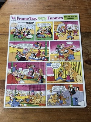 VINTAGE 1955 WHITMAN FRAME TRAY DISNEY FUNNIES WITH POSTER GOOFY NEW # 4551-1D