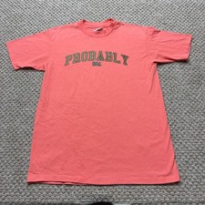Vintage Hanes T-Shirt Mens Medium Pink Probably USA Graphic Tee Made In USA 90s