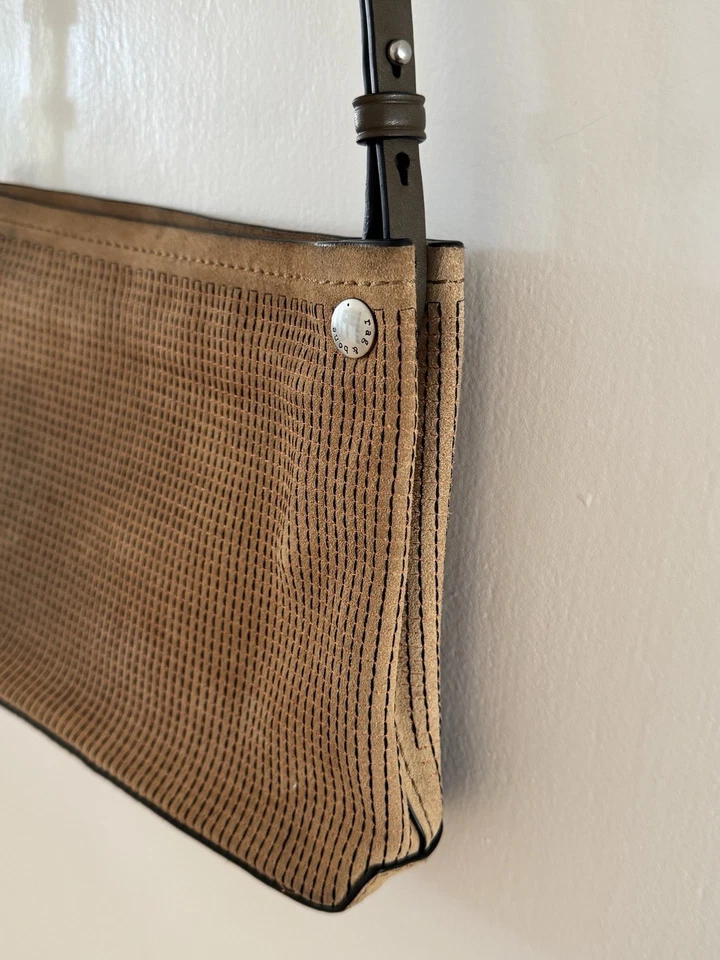 Rag & Bone Tan/Camel Suede Crossbody Dark Olive Green Leather Adjustable Strap - Image 3 of 4